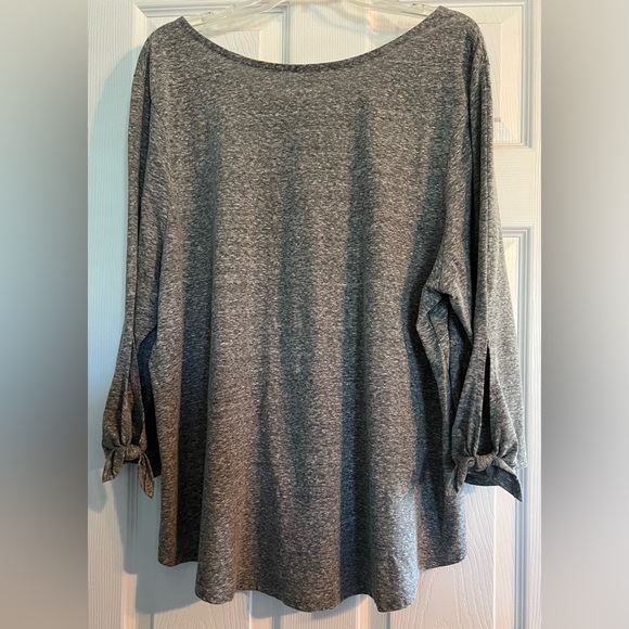 Grey Long Sleeve Cotton Shirt with Cut Out Detail & Tie On Sleeve SZ XXL - Picture 5 of 7